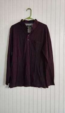 Men’s Nordstrom 100% Cotton Long Sleeve Burgundy Polo, Size L New NWOT